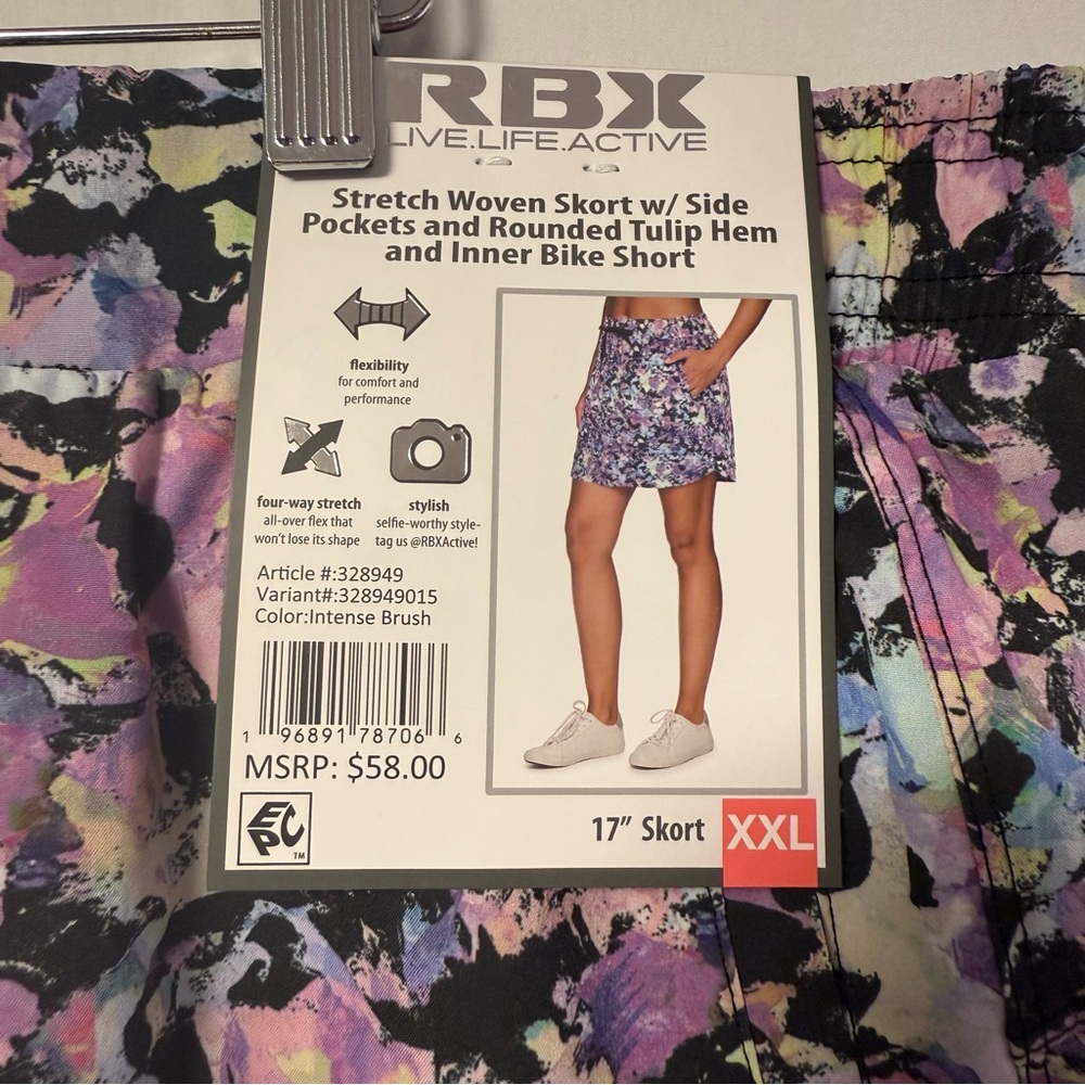 RBX Women's Multicolor Skort with Side Pockets Bike Shorts Foral‎ XXL 17inch New - Picture 4 of 5